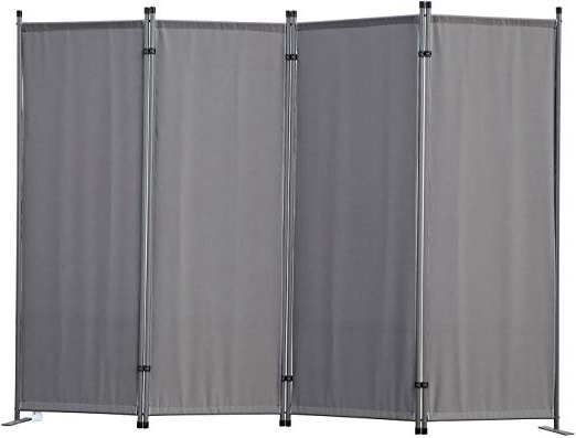Angel Living Biombo Separador de 4 Paneles, Decoración Elegante, Separador de Ambientes Plegable, Divisor de Habitaciones, 225X165 cm (Gris)