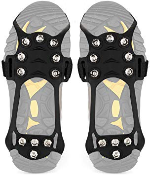 Wirezoll - Crampones con 11 Dientes de Acero Inoxidable y Banda de Silicona Antideslizante para Hielo y Nieve, para Senderismo, Botas de montaña, etc.