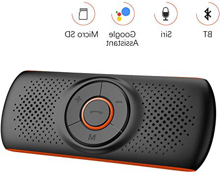 Aigoss Manos Libres para Coche Bluetooth 4.2 con Siri y Google Assistant, Kit de Coche Altavoz Inalámbrico para Visera, Conexión de 2 Teléfonos Simultáneamente