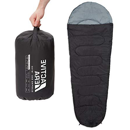 Active Era- Saco de dormir tipo momia, ligero, Negro
