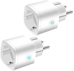 JULES V Enchufe Inteligente WiFi, Mini Inalámbrico Monitor de Energía con Función de Temporización y Alexa Google Home, Sin Necesidad de Concentrador con Control Remoto, 16A (2 Pcs)