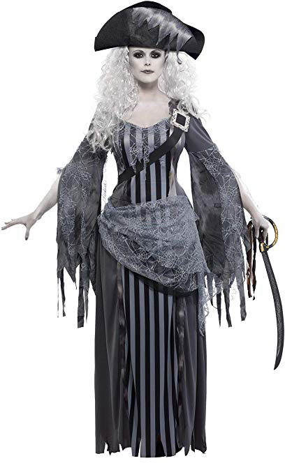 Smiffy's Smiffys-22970S Disfraz de Princesa de Ghost Ship, con Vestido y Sombrero, Color Gris, S - EU Tamaño 36-38 22970S