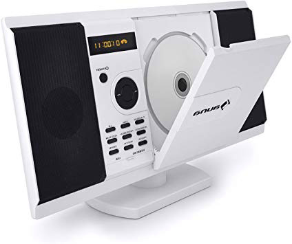 AUNA MCD-82 Minicadena Estéreo - Equipo Reproductor de DVD , CD, MP3, USB, Radio FM , Pantalla LCD , Montaje en Pared , Mando Distancia , Salida AUX , Blanco