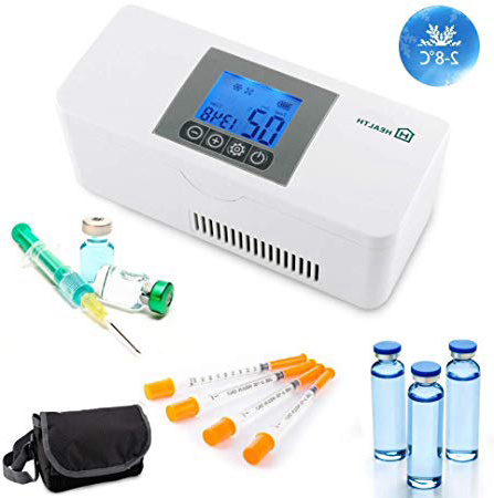 IDABAY Nevera portátil Caja de refrigerador de Medicina Mini Caja de insulina Semiconductor Refrigerador de Coche para automóvil Viaje,hogar(2-8℃) Pantalla LCD Temperatura Constante