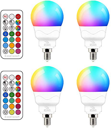 Bombilla LED E14 5W (equivalente a 40W) Colores RGBW Cambio de Color 2700K Blanco Cálido RGB Regulable casquillo fino mando Incluido (4 unidades)