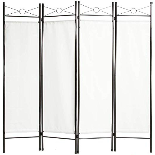 TecTake Biombos diseño 4-Panel Tela Divisor habitación Separador separación biombo 180x160cm Varias cantidades - (1x Blanco | no. 401660)