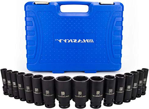 Juego de 16 piezas de llaves de impacto para atornillador, 10-32 mm, llaves de vaso con alojamiento de 1/2" -