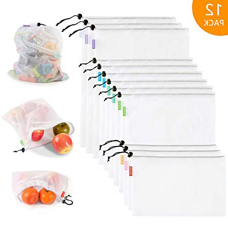 Eono by Amazon - Bolsas Compra Reutilizables Ecológicas Bolsa de Malla para Almacenamiento Fruta Verduras Juguetes Lavable y Transpirable, 12 Set (3L+6M+3S)