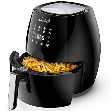 Innsky 5.5L Freidora sin Aceite con Libros de Recetas y Manual multilingües, freidora de Aire Caliente 8 Modes de cocción, Horno de convección 1700W. Panel Digital. Sin BPA ni PFOA