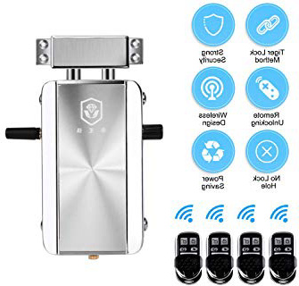 OWSOO Cerradura de Puerta, Cerradura sin Llave, Cerradura Invisible con 4 Control Remoto, Cerradura Electrónica Inteligente, Sistema de Control de Acceso
