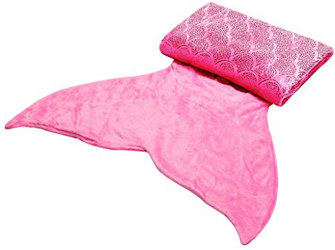 LANGRIA Manta de Cola de Sirena con Escamas de Láminas Brillantes, Tejido Franela Suave a la Piel, Cálida, para Niños y Adultos, 150 x 63.5 cm (Rosa)