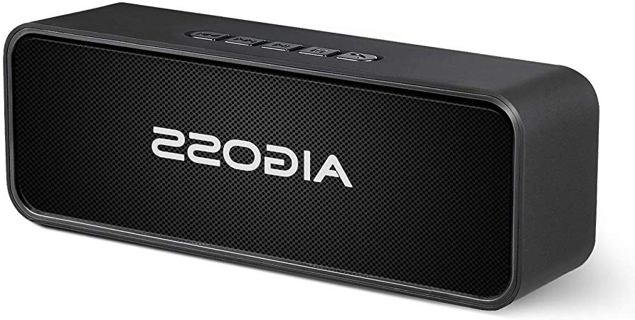 Aigoss Altavoz Bluetooth Portátil Sonido Estéreo, Efecto de Doble Bajo, Speaker Bluetooth 5.0 Manos Libres y FM, Negro