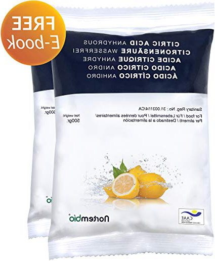 NortemBio Ácido Cítrico 1 kg (2x500g). La Mejor Calidad Alimentaria. Insumo Ecológico. Polvo, 100% Puro. Producto CE.