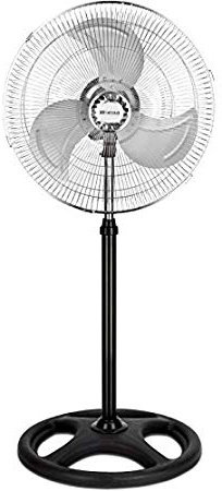 ELECTROTEK Ventildor de pie, altura regulable y motor silencioso. Cuenta con 3 velocidades, sin vibración sobre una base estable. Potente: 80W. Fácil de montar.