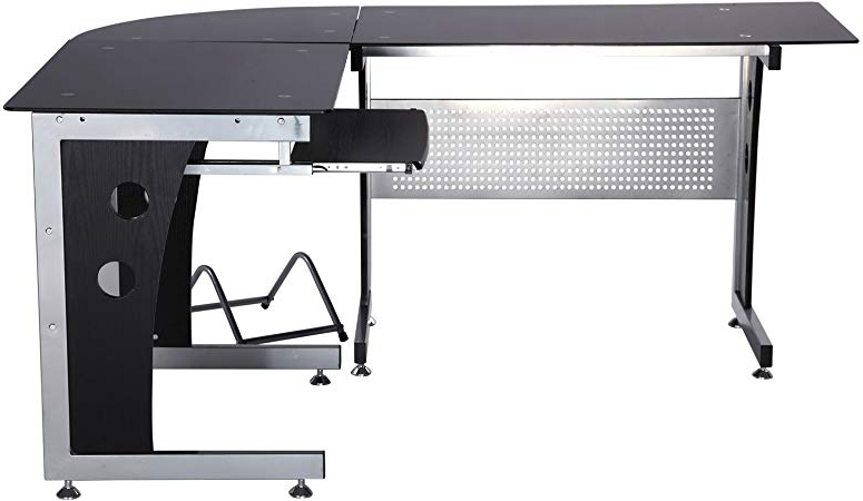 Mesa de Oficina Tipo Escritorio para Ordenador de Cristal ala Esquinera
