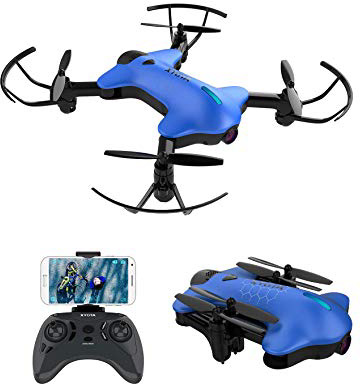 ATOYX AT-146 Drone con Cámara, Mini Drone Plegable con App WiFi FPV 720 HD, Altitud Hold, Modo sin Cabeza, Una Tecla de Despegue y Aterrizaje de Gravedad RTF, Mejor Regalo, Azul