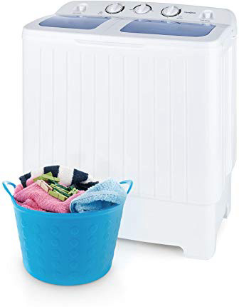 Oneconcept Ecowash XL - Lavadora , minilavadora , con centrifugadora , Carga Superior , Capacidad 4.2 kg , Potencia de Lavado 300 W , Potencia centrífuga 110 W , Ahorro de Agua y energía , Blanco