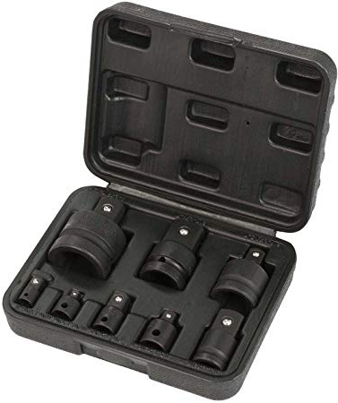 Juego de 8 adaptadores de impacto cuadrangulares de 1/4", 3/8", 1/2" y 1" de acero al cromo vanadio de WIESEMANN 1893 | Diferentes tamaños y Macho/hembra con maletín I 80010