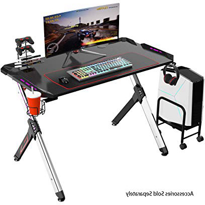 Eureka Ergonomic R1-S Escritorio para juegos: escritorio para computadora de juegos, mesa para juegos, escritorio para jugadores de PC con luces RGB