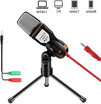 Karaoke para Loptop iPad Mac Singing YouTube Skype,PS4 Negro Profesional Micr/ófono Condensador de 3,5 mm Jack con Cable Divisor de 3,5 mm AOBETAK Microfono con Soporte para PC y iPhone