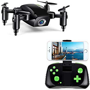 LBLA 1 RC Mini Drone Plegable Regalo para Niños/Adultos, Giroscopio de 6 Ejes con Control Remoto de Altitud Cuadricóptero HD WiFi Cámara FPV 2.4 GHz, 8 Minutos Tiempo de Vuelo, Negro