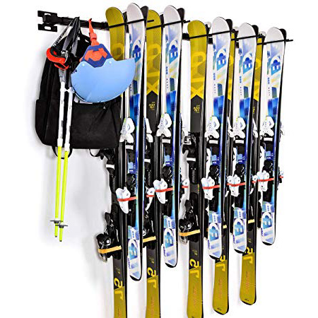 Sunix Soporte de Pared para esquí, Soporta 10 Pares Estante de Almacenamiento de ski y Snowboard para el hogar y Garaje de Montaje en la Pared Soporta, 2 Paquetes