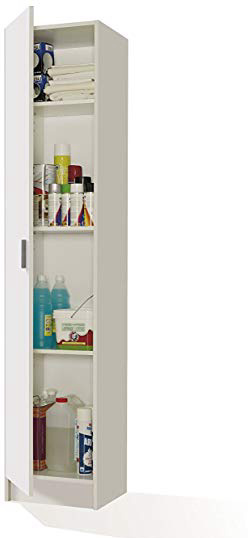FORES - 007141O - Mueble armario multiusos, 1 puerta, color Blanco, medidas: 182 x 37 x 37 cm de profundidad