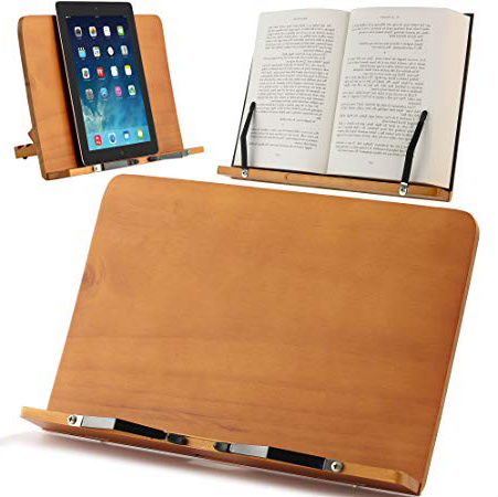 ATRIL PARA LIBROS y Soporte de Tablets | Diseñado para sujetar libros grandes y manuales de cualquier tamaño | Ideal para estudiar, trabajar o sostener libros de cocina | Madera