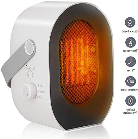 MIROCOO Calefactor Portátil,Mini Calefactor Cerámico 600W/1200W Ahorro de energía Calefactor de Aire Caliente PTC Elemento de Cerámico Calentador Rápido para Habitación, Oficina, Baño