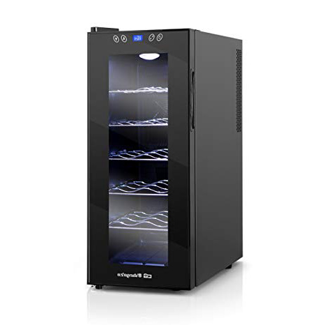 Orbegozo VT 1210, Vinoteca 12 Botellas, 70 W, Led, Display Digital, Panel de Control Táctil, 5 Estantes Extraíbles Cromados, 35 l, Negro
