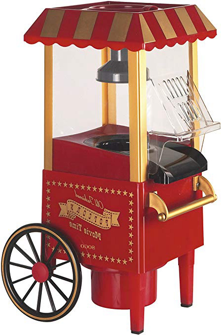 SOGO SS-11330 Palomitera Carrito Antiguo Aire Caliente Sin Aceite, Plastico, Rojo Vintage, 41.4 x 26.2 x 21 cm
