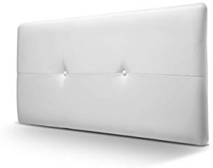 SUENOSZZZ - Cabecero de Madera Jazmin, tapizado Acolchado en Polipiel Color Blanco. Cabeceros Madera para Dormitorio | Cama Matrimonio | Cama Juvenil | Camas de 105 cm, 90 cm, 80 cm