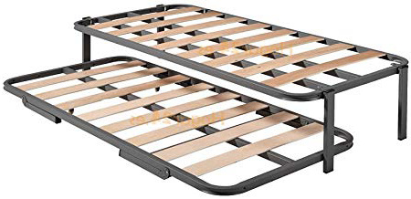 HOGAR 24 Cama Nido con 2 somieres Estructura Reforzada Doble Barra Superior + Patas, Acero, 90x190 cm