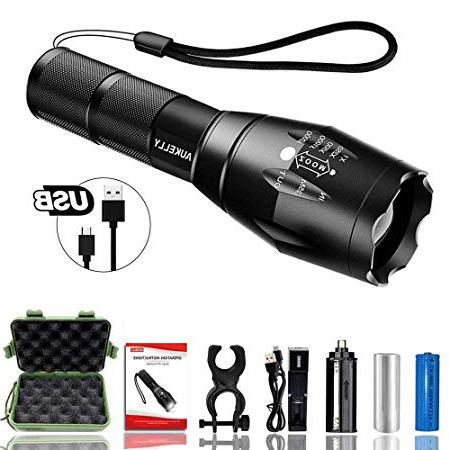Best007 LED Linterna Recargable Linternas LED Tactica Alta Potencia Militar Linterna,5 Modos,Alta Potencia Linternas LED para Camping,Impermeable Linterna para Ciclismo,Con 18650 Batería