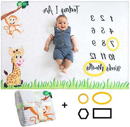 Manta Mensual De Hito Para Bebé, Unisex | Manta Mensual De Bebé Para Fotos | Regalos Personalizados Para Futuras Mamás | Registra Su Edad Y Crecimiento | Suave, Gruesa Y Grande