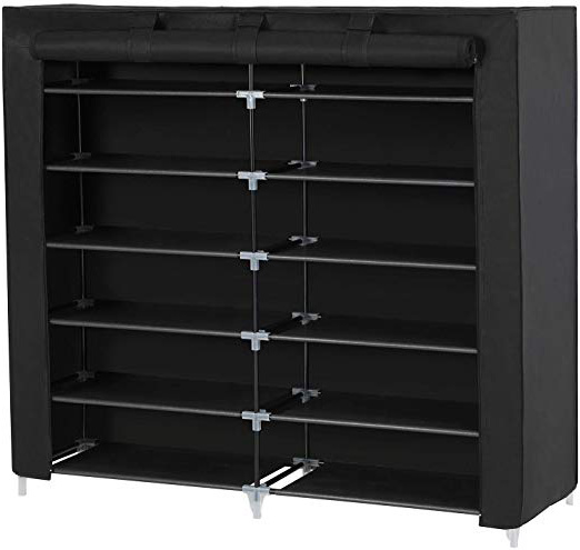 SONGMICS Zapatero de 7 Niveles con Tapa Antipolvo, Armario para Zapatos, Organizador para Armario, para 36 Pares de Zapatos, en Salón, Dormitorio, Vestíbulo, Negro RXJ12H