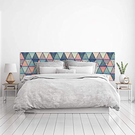 MEGADECOR Cabecero Cama PVC Decorativo Económico Diseño Geométrico de Triángulos Estampados Varias Medidas (150 cm x 60 cm)