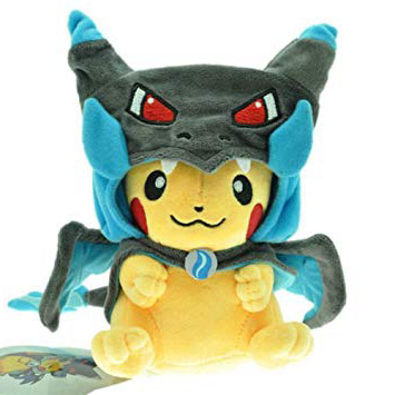 POKEMON - PIKACHU WITH MEGA CHARIZARD X CAPE - PELUCHE PIKACHU (DISFRAZ / COSPLAY / COSTUME) PIKACHU PLUSH TOY 25cm / 10"