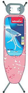 Vileda Smart - Tabla de planchar con sistema de seguridad Click Stop, ideal para espacios reducidos, Rosa, altura ajustable hasta 95 cm, dimensiones: 114 x 34 cm