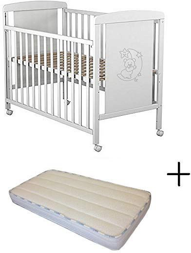 Cuna para bebé, modelo Oso Dormilón Mundi Bebé + Colchón Viscoelástica + Protector de colchón impermeable