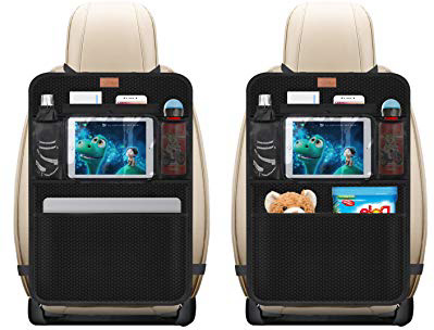 AEMIAO 2 - Pack Organizadores para Coche, Kick Mats de Coche, Universal Multi-Bolsillos Organizanizador, Funda Protección para Asientos Trasero de Coche Back con Soporte de iPad , niños accesorios