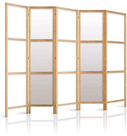 murando - Biombo XXL 225x171 cm - 5 Paneles Lienzo de Tejido no Tejido Tela sintética - Separador - Madera - Design - de Moda - Hecho a Mano - Deco - Japón p-A-0009-z-c