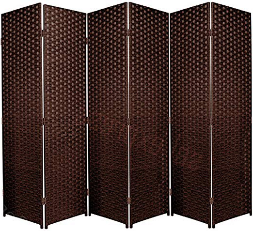 Separador de espacios plegable de 6 paneles, marrón oscuro, 6