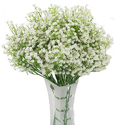 LNHOMY - 10 Flores Artificiales de gypsophila con Tacto Real para el Aliento del bebé, Flores de Seda Artificial, para Bodas, Fiestas, decoración del hogar, jardín, Bricolaje, Flores (Crema)