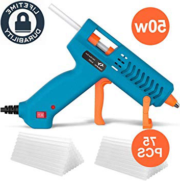 Pistola Silicona 50W Tilswall, Pistola de Pegamento con 75pcs Barras, Mini Pistola Manualidades para Bricolaje, Pistolas Encolar Kit para Arte, Empaques, Reparaciones y en el hogar, Oficina y Escuela