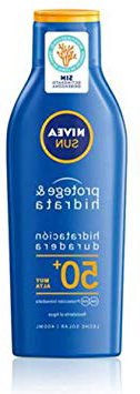 NIVEA SUN Protege & Hidrata Leche Solar FP50+ (1 x 400 ml), protector solar hidratante y resistente al agua con protección UVA/UVB, protección solar muy alta