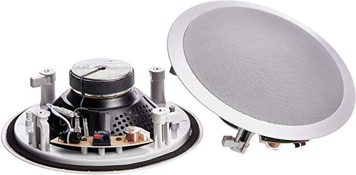 AmazonBasics – Altavoces redondos empotrables en pared o techo de 20 cm (pareja)