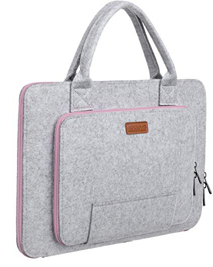 Ropch Funda para Ordenadores Portátiles 15 15,6 Pulgadas Fundas Blandas de Fieltro para Portátiles y Netbooks (Gris & Rosa)