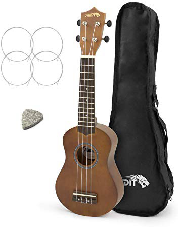 Tiger UKE12-NT - Ukelele soprano para principiantes con funda, color natural