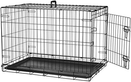 AmazonBasics - Jaula plegable de metal para mascota (una puerta, 91 cm largo)